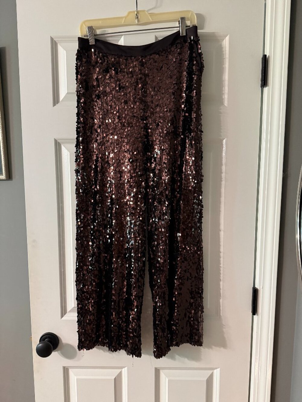 **St. John Dark Brown Sequined Pants**